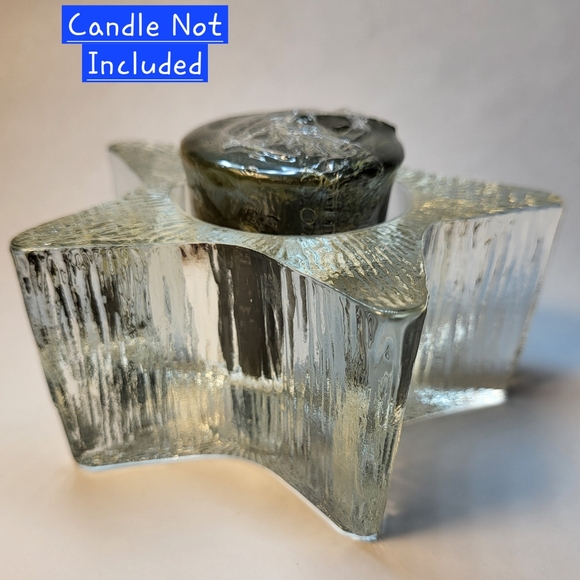Avon Star Shape CANDLE HOLDER Starbright Textured Heavy Glass Tea Light Votive - Picture 8 of 12